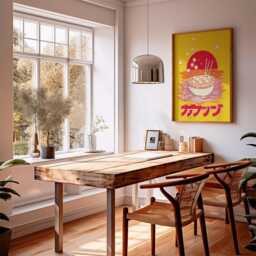 Takoyaki Retro Wall Art, Japanese Street Food Poster, Yellow Red Pop Art Print, Ramen Noodle Decor, Bold Modern Kitchen Artwork - thumbnail 2