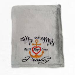 Personalized Mr & Mrs Anchor Velvety Fleece Throw, Wedding Anniversary Gift