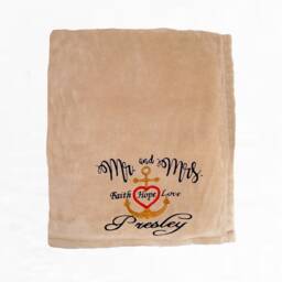 Personalized Mr & Mrs Anchor Velvety Fleece Throw, Wedding Anniversary Gift - thumbnail 2
