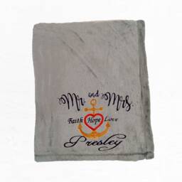 Personalized Mr & Mrs Anchor Velvety Fleece Throw, Wedding Anniversary Gift - thumbnail 3