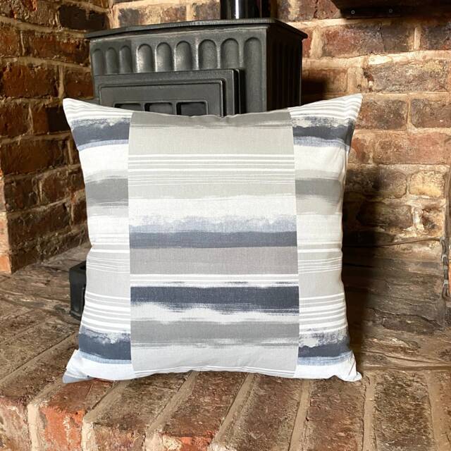 997. Handmade Hockey Petrol Grey Watercolour 100% Cotton Cushion Cover. Various Sizes