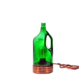 Beautiful Handcrafted Large Green Repurposed Bottle Table Lamp