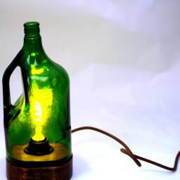 Beautiful Handcrafted Large Green Repurposed Bottle Table Lamp - thumbnail 3