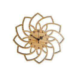 Wooden Clock Geometric Flower Ornamental Silent Decorative Oak Wall Art - thumbnail 3