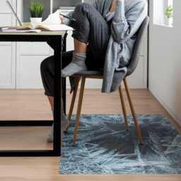 Ice Abstraction Patterns Desk Chair Mat, Blue Computer Office Texture Gaming Floor Protector
