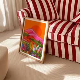 Costa Rica Volcano Art Print Bright Tropical Jungle Decor - thumbnail 3