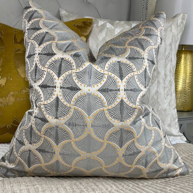 John Lewis & Partners Genevieve Bennett, Deco Palm Fabric, Cushion Cover, Pillow Throw - Designer Fabric Worldwide Shipping - image 1