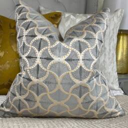 John Lewis & Partners Genevieve Bennett, Deco Palm Fabric, Cushion Cover, Pillow Throw - Designer Fabric Worldwide Shipping - thumbnail 1