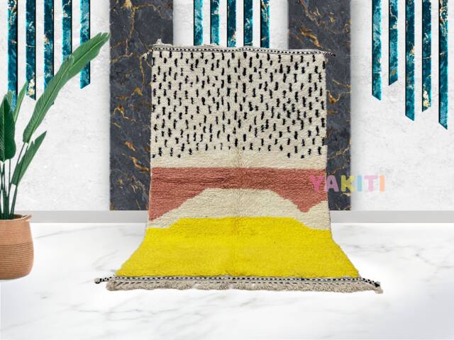 Yakiti - 5X8Ft Moroccan Rug, Beni Ourain Area Modern Wool Living Room Beniourain Handmade Soft Carpet, 153 cm X 255 - image 1