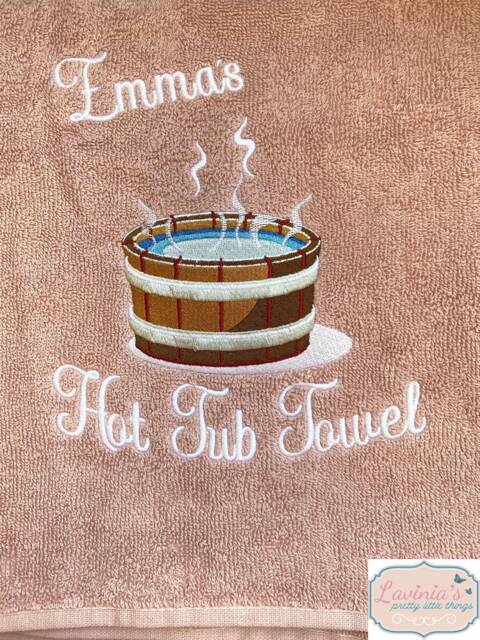 Personalised Fathers Day Hot Tub Towel, Embroidered Design, Custom Name Pool Party Gifs For Men, Women - image 1
