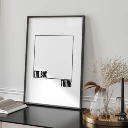 Think Outside Box Motivational Typography Wall Art Print Modern Minimalist Office Decor Inspirational Quote Poster Black & White Design - thumbnail 2
