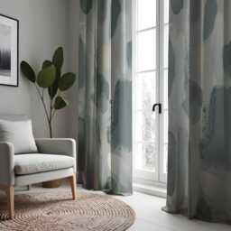 Modern Grey Abstract Curtains, Neutral Watercolor Drapes, Minimalist Living Room Panels, Custom Made Window Treatments - thumbnail 2