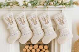 Boho Christmas Stocking - Bohemian Stocking, Holiday Stockings, Hippy Vintage, Neutral Creamy Linen Rustic