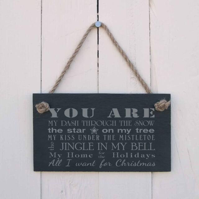 Dash Through The Snow - Christmas Slate Plaque Decor Engraved Sign Nativity Wall Hanging - image 1