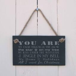 Dash Through The Snow - Christmas Slate Plaque Decor Engraved Sign Nativity Wall Hanging