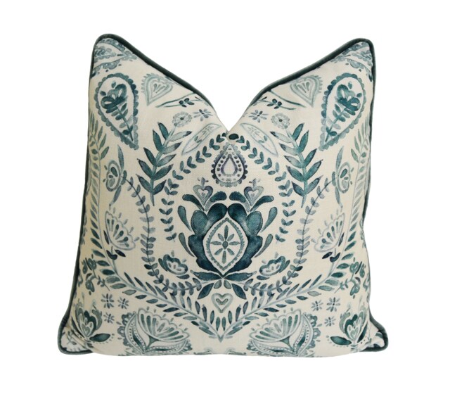 Bluebellgray - Aria Teal Cushion Cover Pillow Throw Designer Home Decor - image 1
