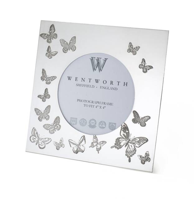 Butterfly Pewter Photo Frame 4x4, Handcrafted Square Picture Frame, Nature Inspired Home Decor - image 1