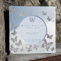 Butterfly Pewter Photo Frame 4x4, Handcrafted Square Picture Frame, Nature Inspired Home Decor - thumbnail 3