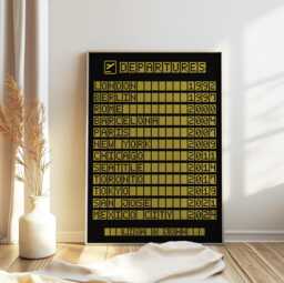 Personalised Custom Travel Poster, Departure Board, Airport Print, Gift, Wall Art, Personalised, Gift For Her, Him - thumbnail 1