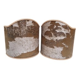 Pair Of Clip-On Shield Shades Bronze Jacquard Rubelli Fabric Sumi Pattern Mini Lampshade - Handmade in Italy - thumbnail 2