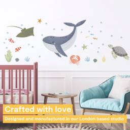 Under The Sea Wall Decals - Stickers For Kids Bedroom, Nursery, Playroom PVC-Free, No Odour Reusable Peel & Stick Fabric - thumbnail 2