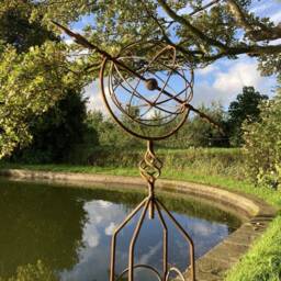 Garden Rusty Metal Armillary Style Topiary Obelisk Plant Stake Ornament - thumbnail 2