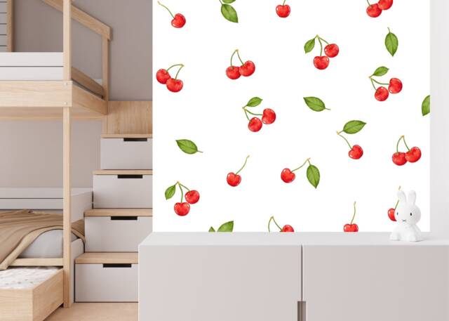 Cherry Wall Decals Watercolor Fruit Stickers, Kids Room Decor - Set Of 39 - image 1