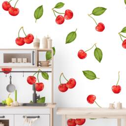 Cherry Wall Decals Watercolor Fruit Stickers, Kids Room Decor - Set Of 39 - thumbnail 3