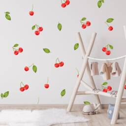 Cherry Wall Decals Watercolor Fruit Stickers, Kids Room Decor - Set Of 39 - thumbnail 2
