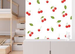 Cherry Wall Decals Watercolor Fruit Stickers, Kids Room Decor - Set Of 39 - thumbnail 1