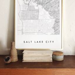Salt Lake City Map Hand Drawn Street Utah City Topographic Drawing Black & White - Art Print Wedding Graduation Gift Wall Decor - thumbnail 2
