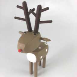 Reindeer Figure - Holiday Decoration Christmas Centerpiece Folk Art Figurine Sculpture Xmas Decor - thumbnail 2