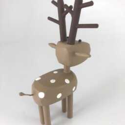 Reindeer Figure - Holiday Decoration Christmas Centerpiece Folk Art Figurine Sculpture Xmas Decor - thumbnail 3