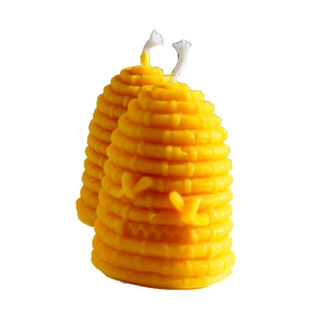2 Candles Made Of 100% Beeswax Bee House Handmade Golden Yellow Honey Scented With Quality Wicks From Germany Burning Time Approx. 10H Per Candle - image 1