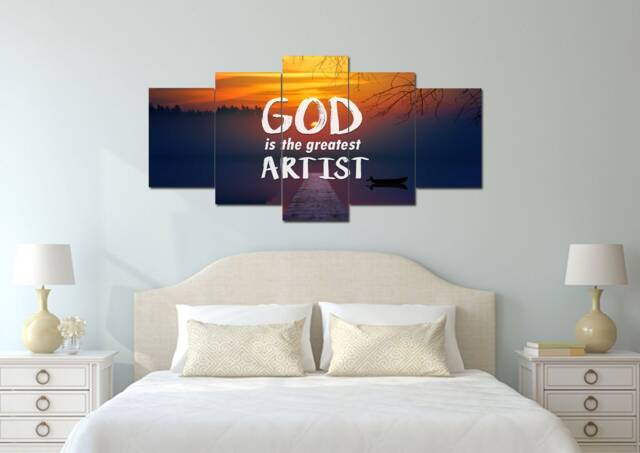 God Is The Greatest Artist - Christian Inspirational Quotes Sayings Wall Art Canvas Phrases Motivational Encouraging Posters Religious - image 1