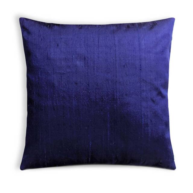 Handmade Navy Blue Pure Silk Pillow Cover, Living Room Decor - image 1