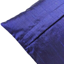 Handmade Navy Blue Pure Silk Pillow Cover, Living Room Decor - thumbnail 3