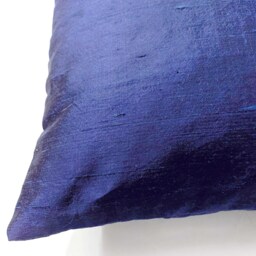 Handmade Navy Blue Pure Silk Pillow Cover, Living Room Decor - thumbnail 2