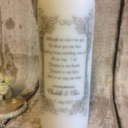 Personalised Memorial Candle For Wedding - in Loving Memory/Bereavement Tribute/ Keepsake Rustic Vintage Candle Pearls Fairy - thumbnail 3
