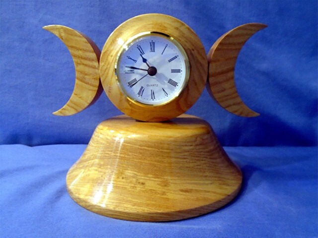Handmade Wooden Unique Triple Moon Clock Will Look Lovely Placed in Any Room, Also Makes A Wonderful Gift