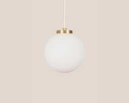 Ivana Vintage Pendant Light Handcrafted Glass Lamp Snow White Retro Ceiling Fixture Yugoslavia Gold Brass - thumbnail 1