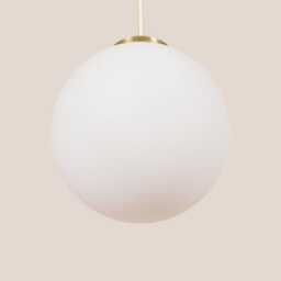 Ivana Vintage Pendant Light Handcrafted Glass Lamp Snow White Retro Ceiling Fixture Yugoslavia Gold Brass - thumbnail 3