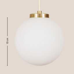 Ivana Vintage Pendant Light Handcrafted Glass Lamp Snow White Retro Ceiling Fixture Yugoslavia Gold Brass - thumbnail 4