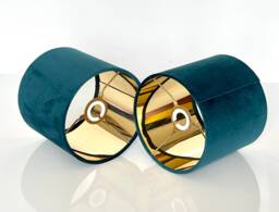 New Handmade Luxurious Teal Velvet Lamp Shade Pendant Mirror Gold Lining & Golden Ring Frame Many Other Colours On Demand