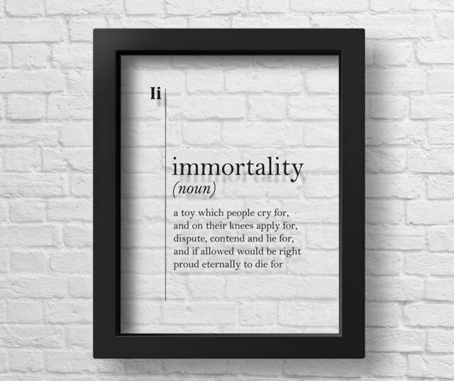 Transparent Immortality Definition Healthy Lifestyle Wall Art Vegetarian Gift Vegan Medical Quotes Doctor Office Decor - image 1