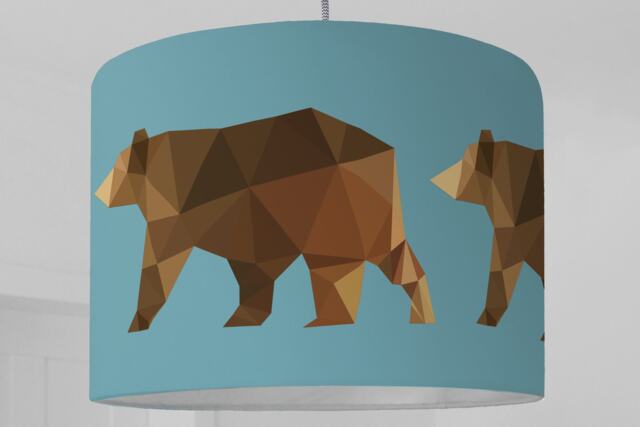 Lampshade Nursery Baby Bear Forest Family Graphic Pattern Kids Lamp Floor Animals Design Blue - image 1