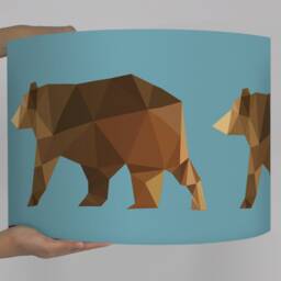 Lampshade Nursery Baby Bear Forest Family Graphic Pattern Kids Lamp Floor Animals Design Blue - thumbnail 3