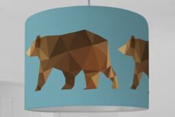 Lampshade Nursery Baby Bear Forest Family Graphic Pattern Kids Lamp Floor Animals Design Blue - thumbnail 1