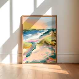 Beach Abstract Art Print/Wall Colourful Decor For Bedroom Living Room Landscape - thumbnail 1