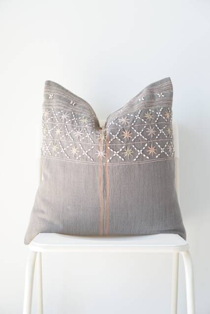 Tribal Embroidery Hand Woven Striped Natural Dye Color Pillow Cover - image 1